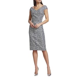 Teri Jon by Rickie Freeman Sheath Cocktail Dress Size 4 Cap-Sleeve Shimmer NWOT